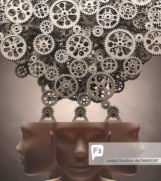 Human heads with cogs  artwork
