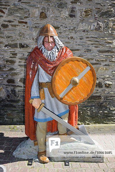 Tourist behind Viking figure  Reginald's Tower  Waterford  Ireland  Europe