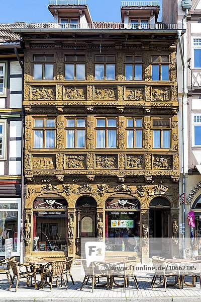 Dekorative Fassade  Café  Wernigerode  Harz  Sachsen-Anhalt  Deutschland  Europa