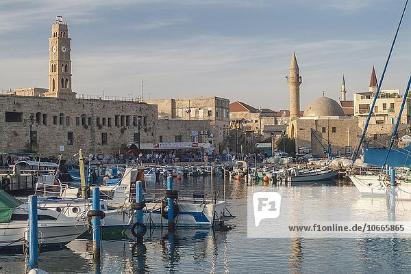 Hafenbecken mit Altstadt  UNESCO Weltkulturerbe  Akkon  Nordbezirk  Israel  Asien