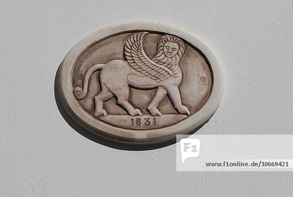 Relief  venezianischer Löwe in Nauplia  Nafplio  Peloponnes  Griechenland  Europa