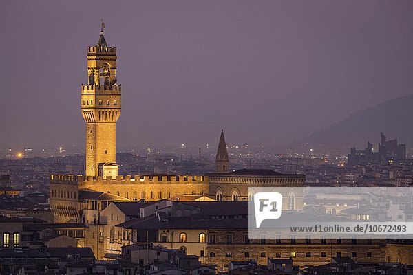 Palazzo Vecchio  Nachtaufnahme  Florenz  Toskana  Italien  Europa