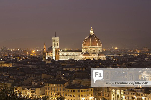 Kathedrale von Florenz  Nachtaufnahme  Altstadt  Florenz  Toskana  Italien  Europa