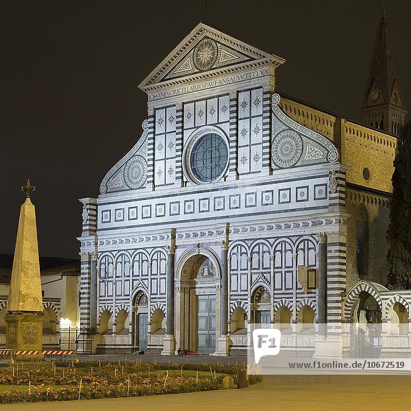 Kirche Santa Maria Novella  Nachtaufnahme  Florenz  Toskana  Italien  Europa