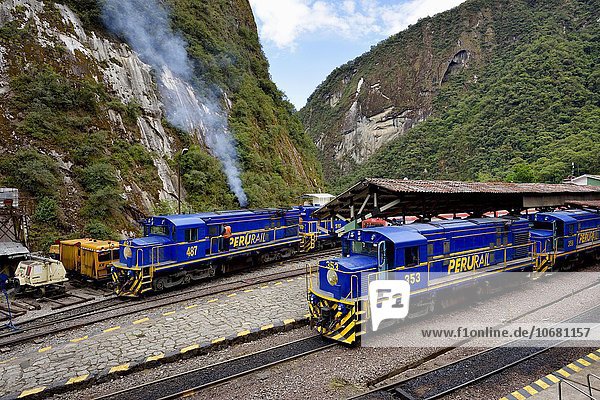 Endbahnhof  Peruanische Südbahn Ferrocarril del Sur  Aguas Calientes  Provinz Cusco  Peru  Südamerika