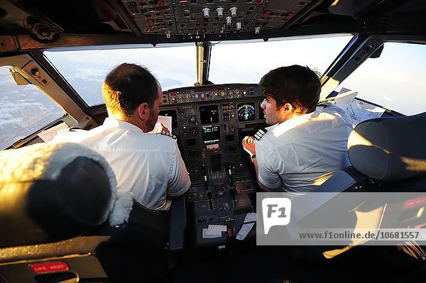 Pilot and copilot in cockpit  Airbus A321