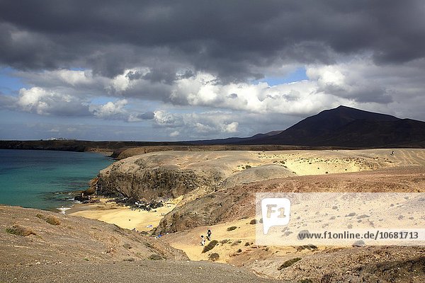 Strand von Papagayo  Playas de Papagayo  Naturpark Monumento Natural de Los Ajaches  Vulkanlandschaft Insel Lanzarote  Kanarische Inseln  Kanaren  Spanien  Europa