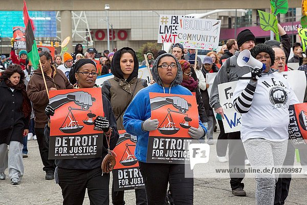 Zusammenhalt ernst Umwelt bringen Gerechtigkeit Detroit März Michigan