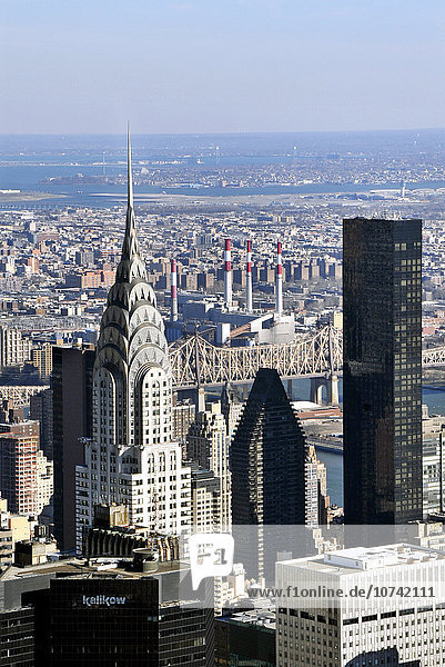 USA  New York  Manhattan cityscape viewed from the Empire State Building  Chrysler Building in background