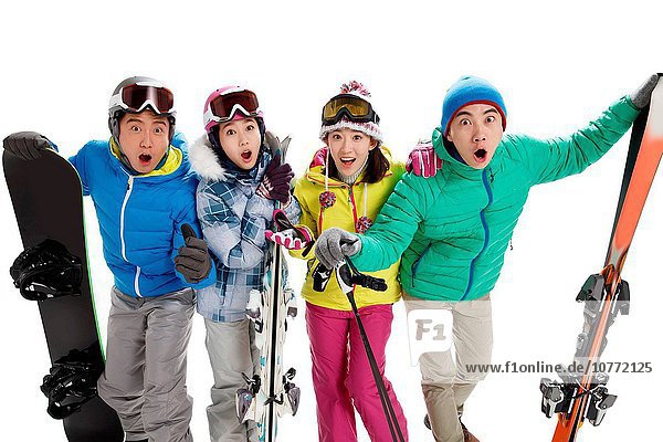 Frau Mann Ski jung
