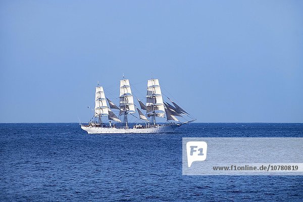 Segelschiff Dreimaster Christian Radich vor La Gomera,  Kanarische Inseln,  Kanaren,  Spanien,  Europa