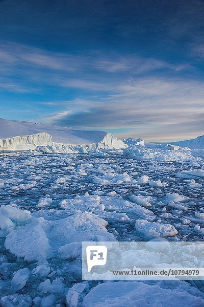 Sonnenuntergang fließen Eis Diskobucht Disko-Bucht Grönland Ilulissat