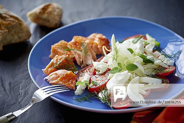 Tomaten-Fenchel-Salat mit Mozzarella und Lachs