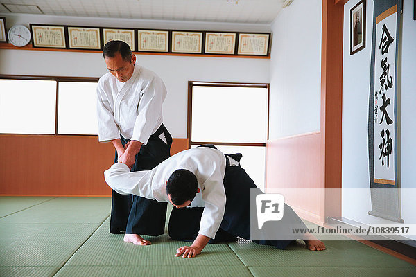 Japanische Aikidomeister beim Üben