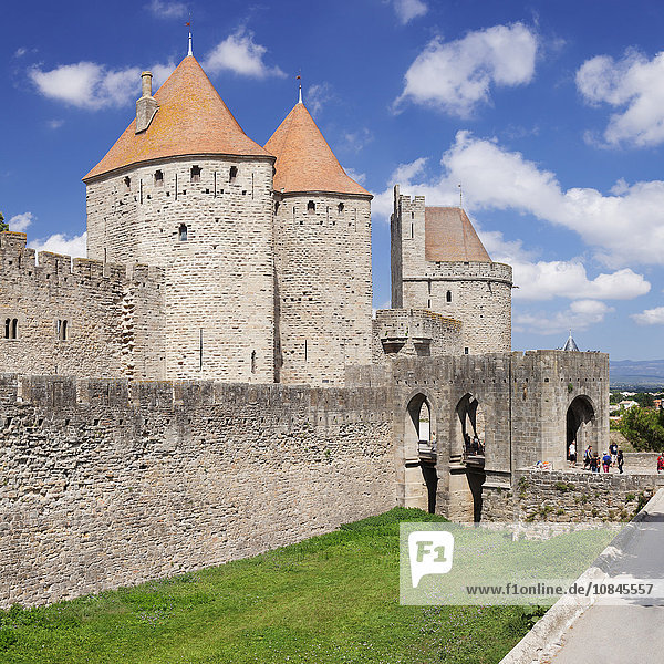 La Cite  mittelalterliche Festungsstadt  Carcassonne  UNESCO-Weltkulturerbe  Languedoc-Roussillon  Frankreich  Europa