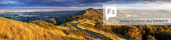 The winding footpath through the Malvern hills in autumn  Worcestershire  England  United Kingdom  Europe