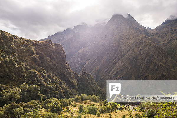 Inca ruins of a Tambo called Runkuraqay on Inca Trail Trek day 3  Cusco Region  Peru  South America