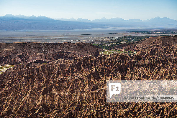 Death Valley (Valle de la Muerte)  with San Pedro de Atacama behind  Atacama Desert  North Chile  Chile  South America