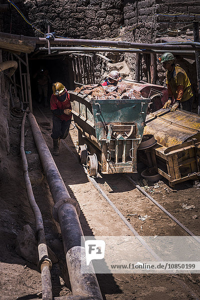 Miners mining at Potosi silver mines Department of Potosi Bolivia South America
