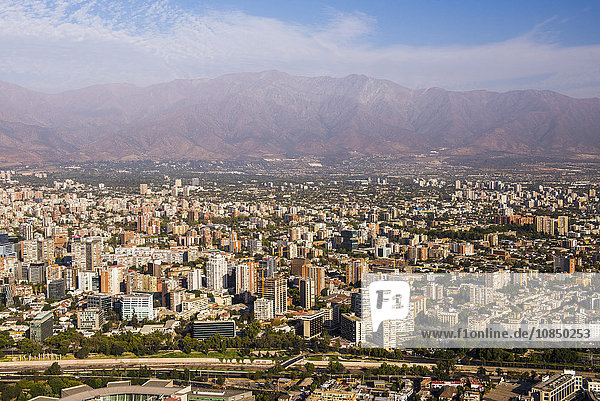 Santiago seen from San Cristobal Hill (Cerro San Cristobal) Barrio Bellavista (Bellavista Neighborhood) Santiago Chile South America