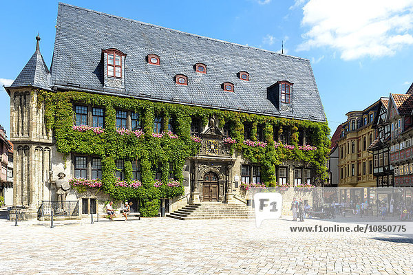 Rathaus  Quedlinburg  UNESCO-Welterbe  Harz  Sachsen-Anhalt  Deutschland  Europa
