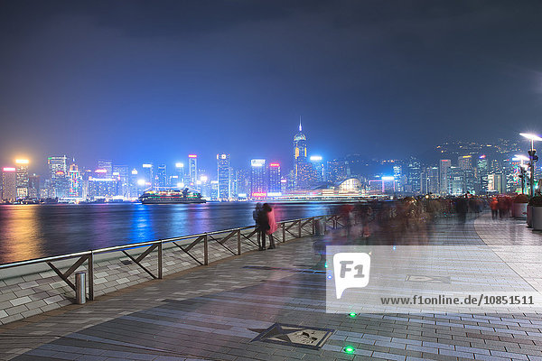 Avenue of Stars bei Nacht  Hongkong  China  Asien