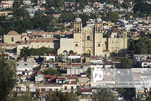Aerial view of city and Santo Domingo church  Oaxaca  Mexico  North America