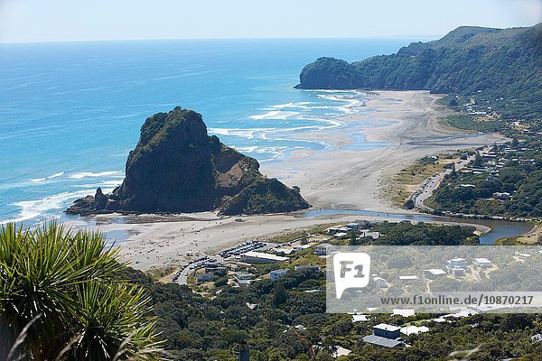 View of beach and coast Karekare  Auckland  New Zealand