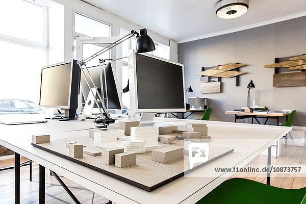Architectural model on desk in office
