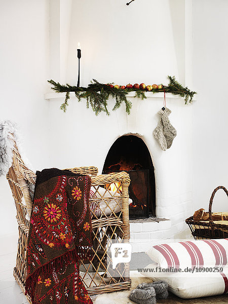 Christmas decoration on fireplace
