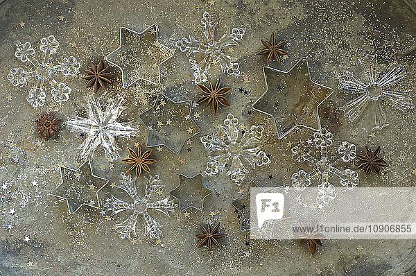 Cookie cutters  star anise and ice crystals made of glass