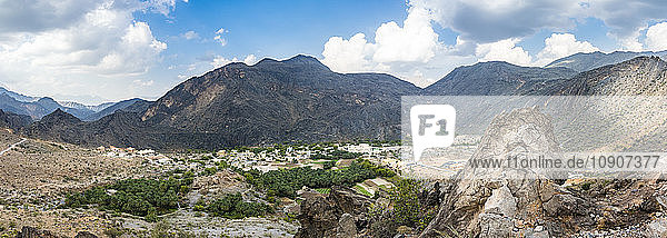 Oman  panoramic view of Wadi Bani Awf  Al Hajir