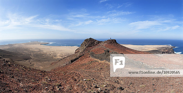 Spanien  Kanarische Inseln  Fuerteventura  Jandia  Blick von Las Talahijas auf El Puertito de la Cruz und Punta Pesebre