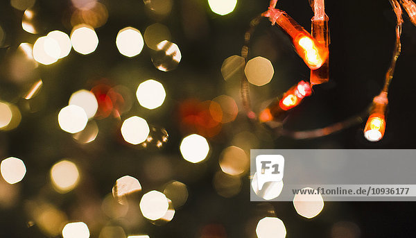 Close up defocused Christmas lights