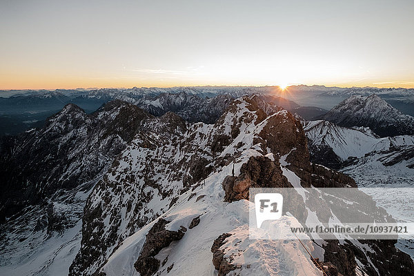 Panoramic view of European Alps with sunrise