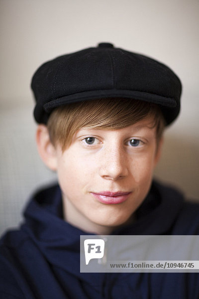 Portrait of teen boy wearing beret