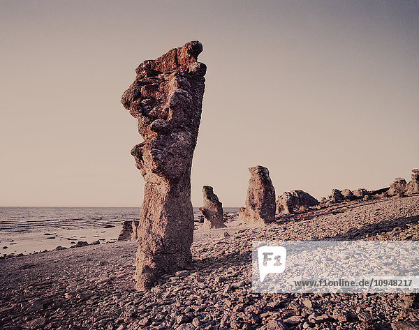 Limestone pillars on beach