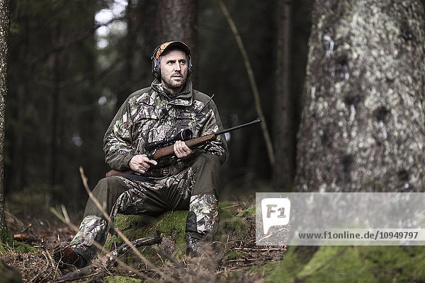 Hunter in forest
