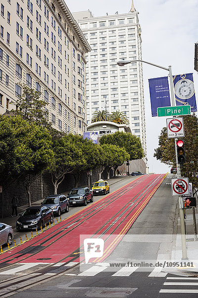 Street with tracks  San Francisco  USA