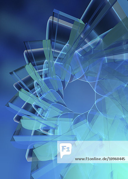 Abstract multi-layered spinning fan pattern