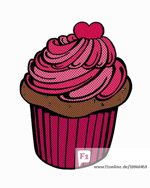 Nahaufnahme eines Schokoladen-Cupcakes mit rosafarbenem Zuckerguss