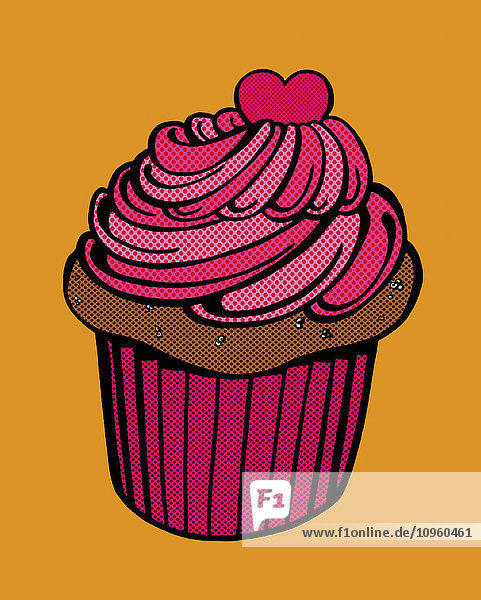 Nahaufnahme eines Schokoladen-Cupcakes mit rosafarbenem Zuckerguss