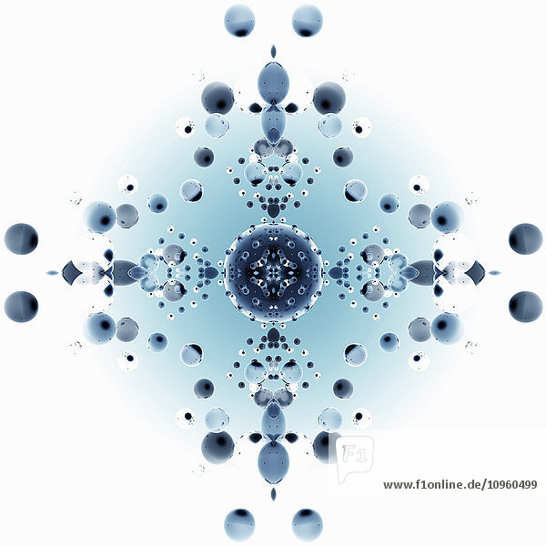 Ovale und Kugeln in abstraktem geometrischem Kaleidoskop-Muster