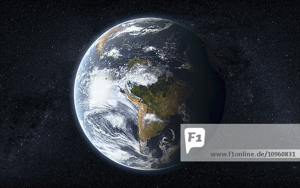 Südamerika auf der Erdkugel vom Weltraum aus gesehen