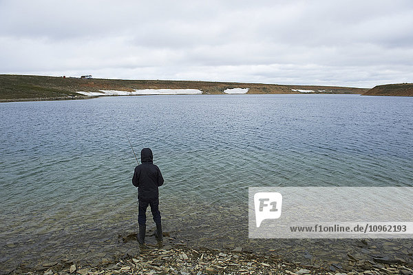 'Shore fishing in the Arctic Ocean  Western Arm  near Cambridge Bay; Nunavut  Canada'