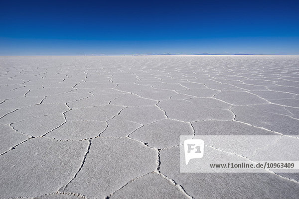 'Hexagon patterns on the salt flats of Salar de Uyuni; Bolivia'