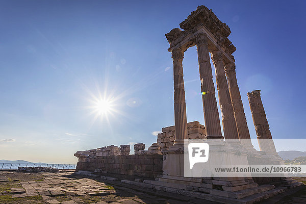 'Ruins of the Temple of Trajan  the Pergamenes were known as the temple-keepers of Asia; Pergamon  Turkey'