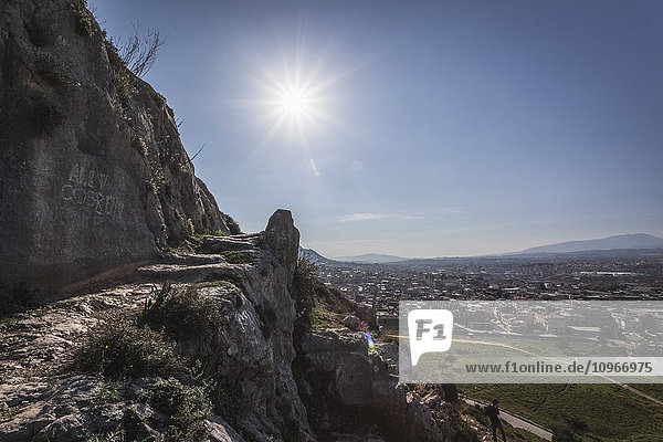 'A path along the mountainside with a view of the city of Antioch; Antioch  Turkey'