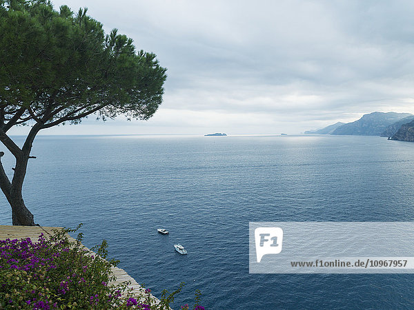 'Tranquil turquoise water of the Mediterranean along the Amalfi coast; Amalfi  Italy'