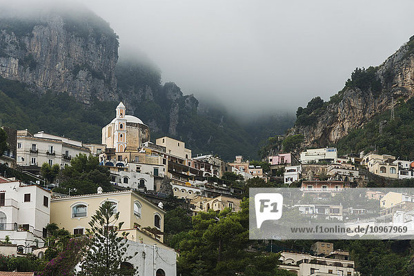 'Buildings along the Amalfi Coast; Positano  Campania  Italy'
